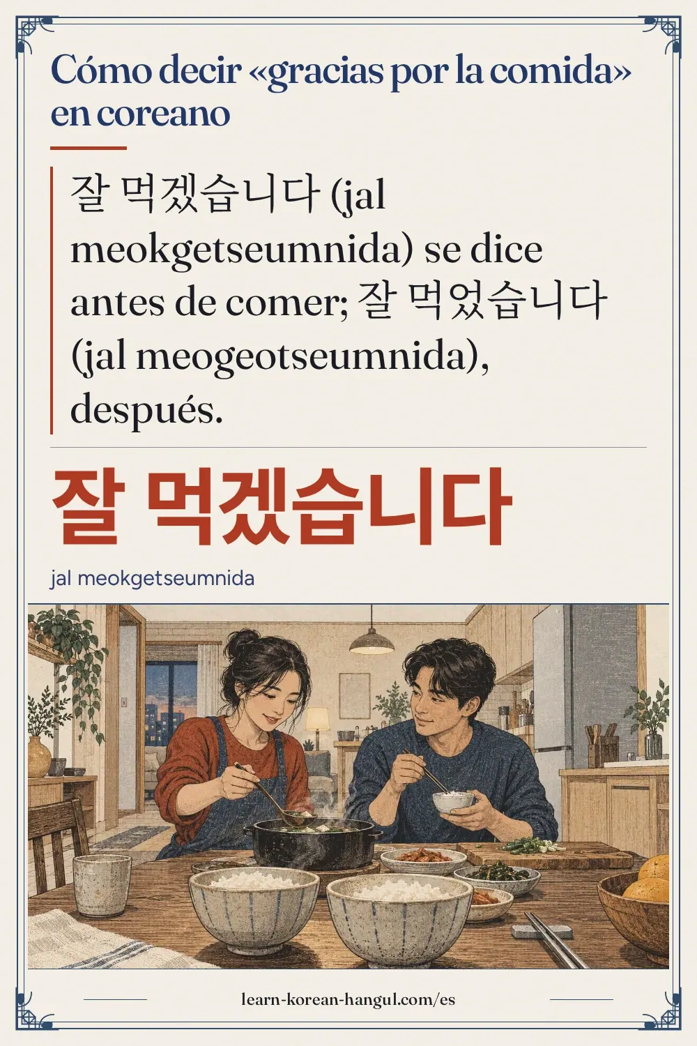 잘 먹겠습니다 · jal meokgetseumnida · Cómo decir «gracias por la comida» en coreano