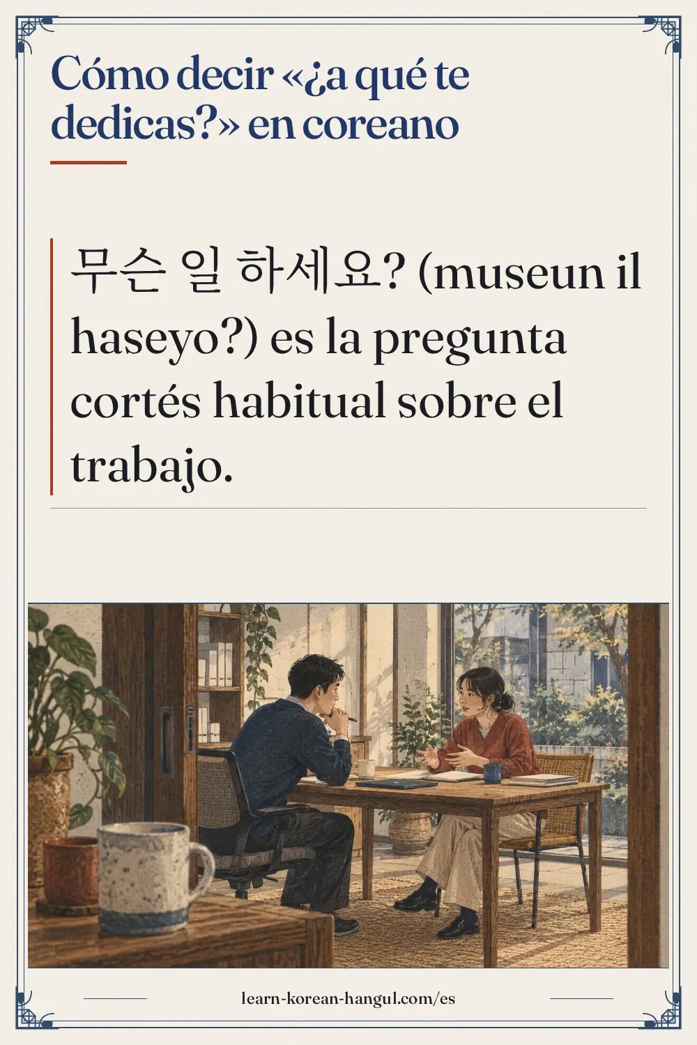 Cómo decir «¿a qué te dedicas?» en coreano