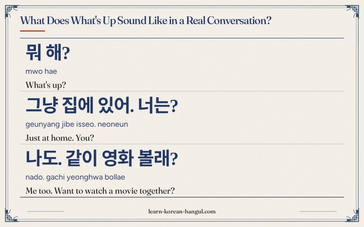 뭐 해? · mwo hae · What's up? · What does what's up sound like in a real conversation?