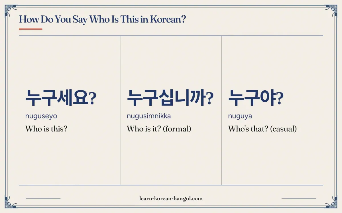 누구세요? · nuguseyo · Who is this? · How do you say who is this in Korean?