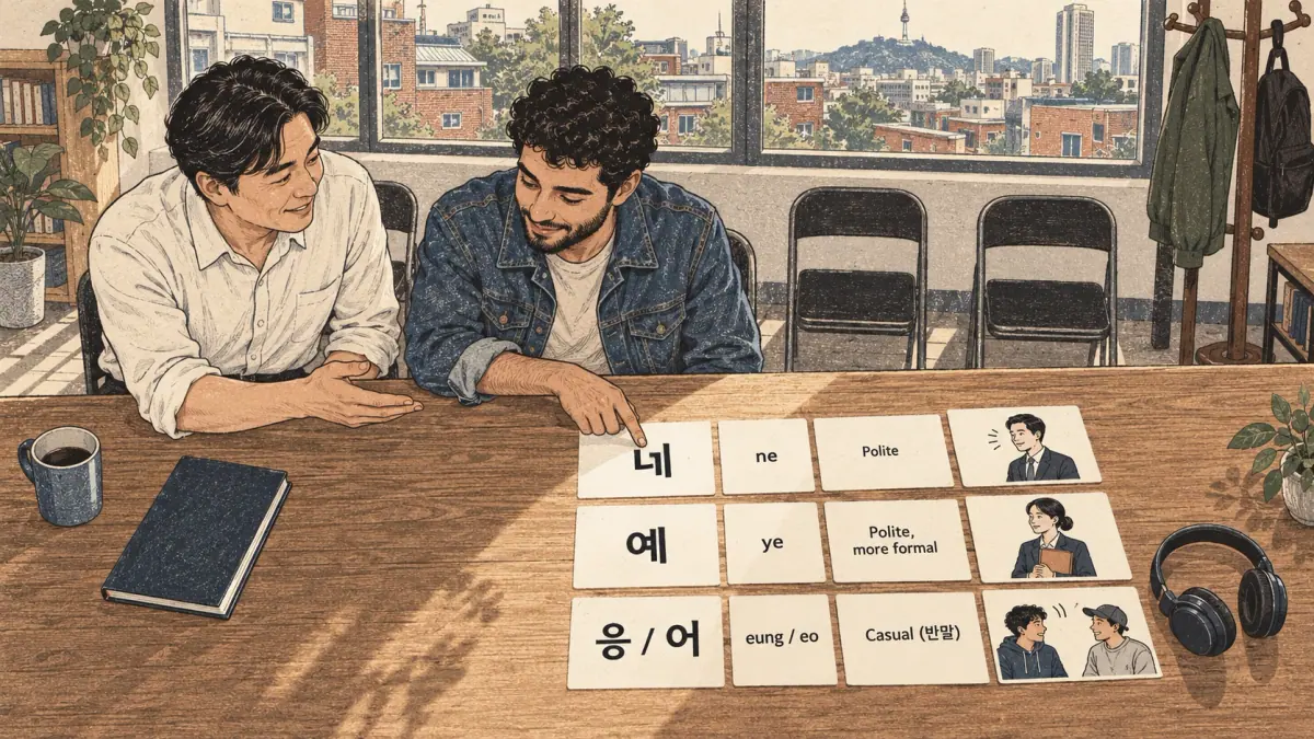 Labelled examples: 네, 예, 응 / 어, ne, ye