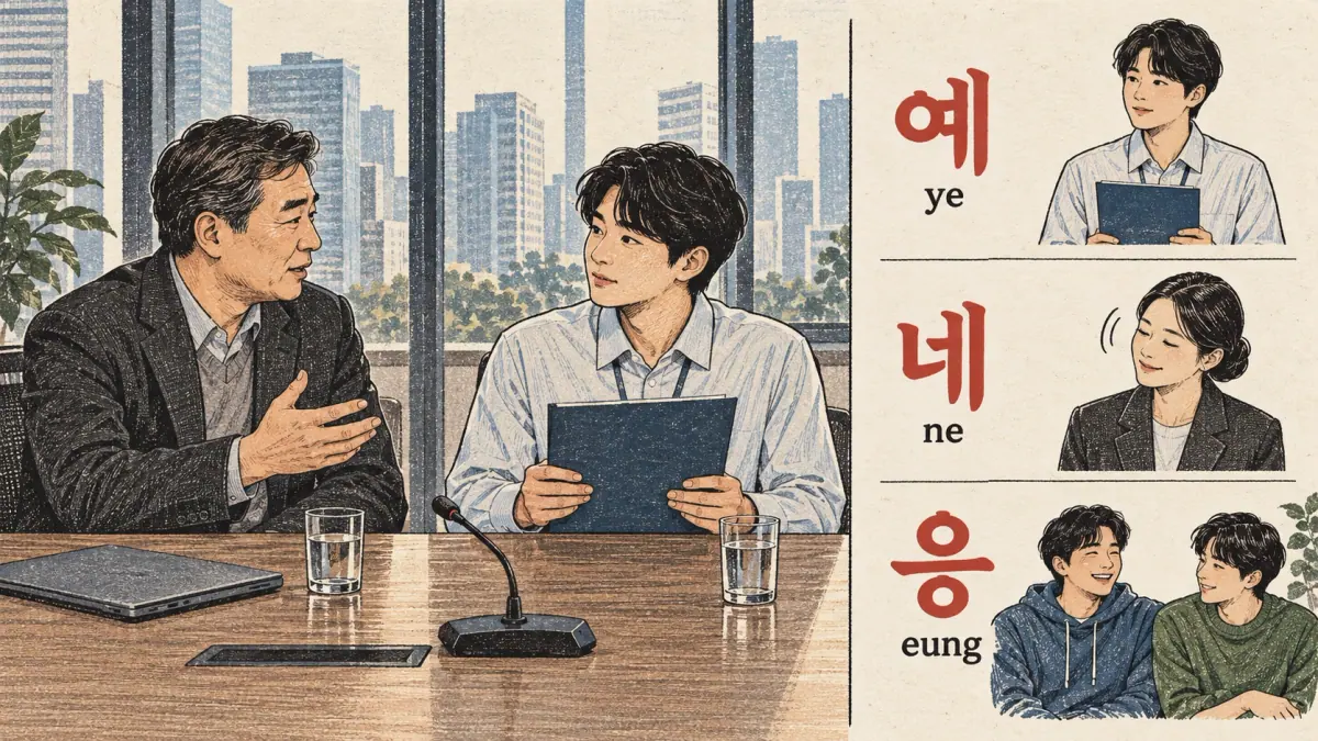 Labelled examples: 예, 네, 응, ye, ne