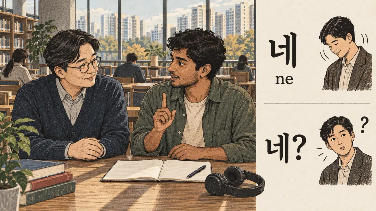 Labelled examples: 네, 네?, ne