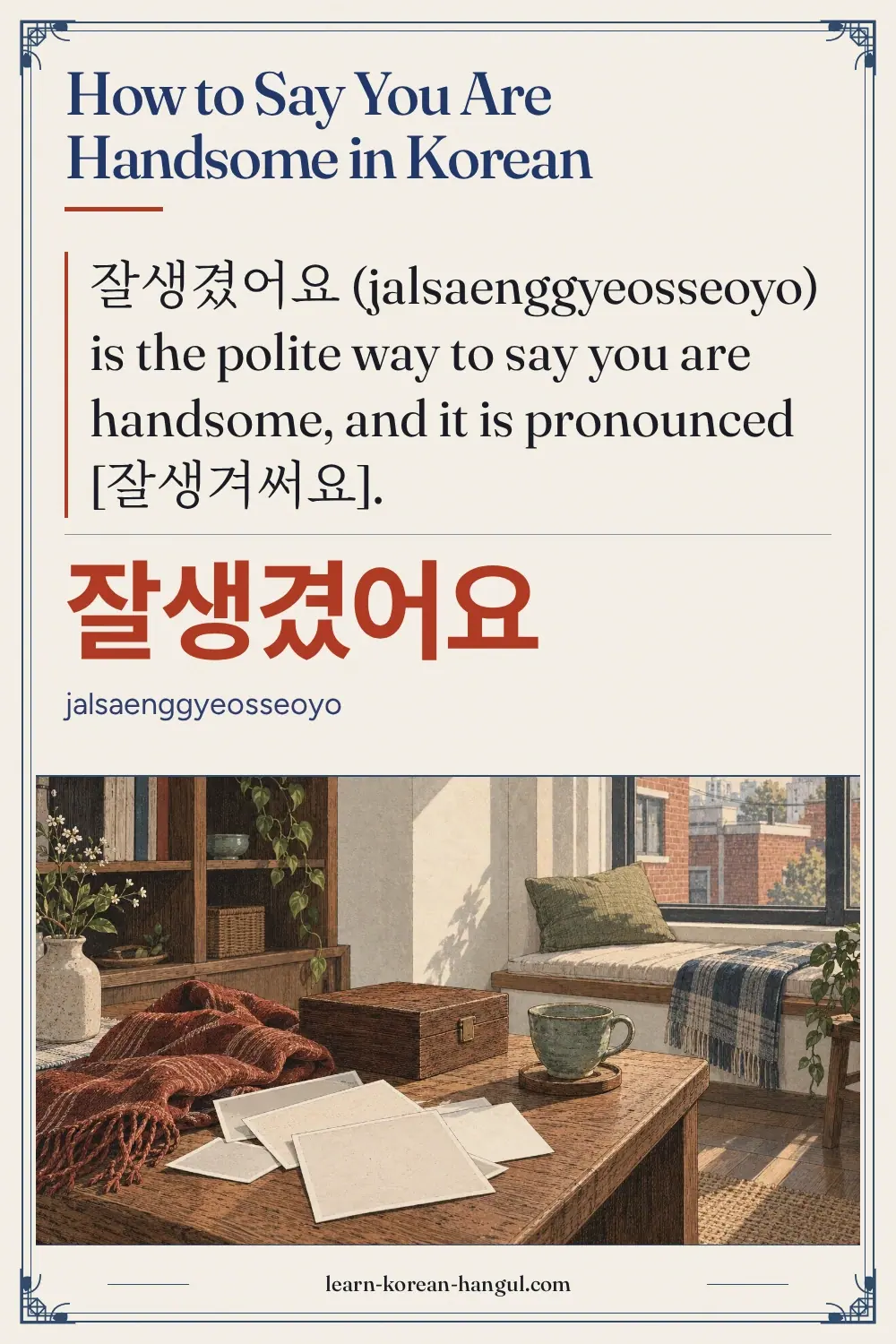 잘생겼어요 · jalsaenggyeosseoyo · How to Say You Are Handsome in Korean