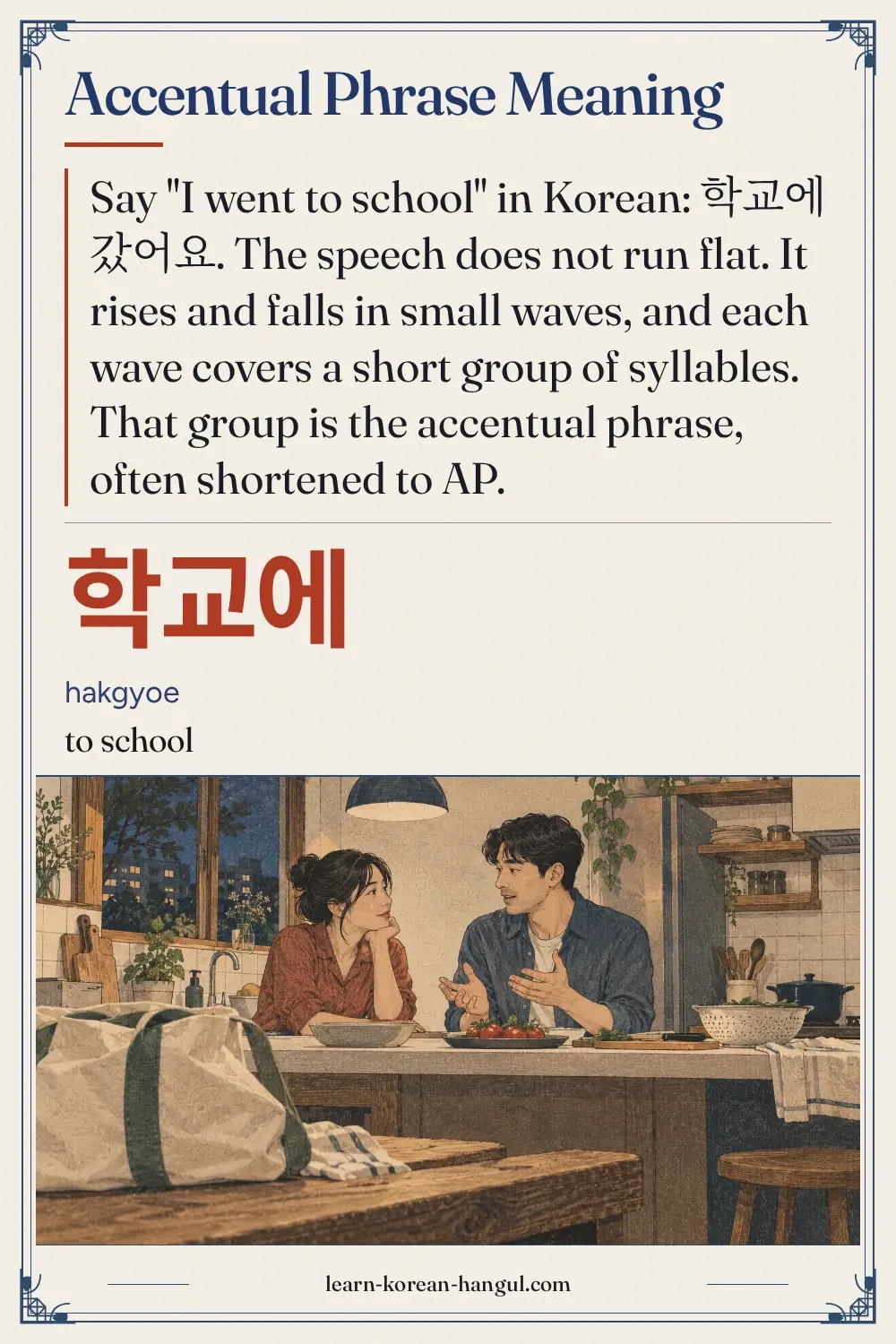 학교에 · hakgyoe · to school · Accentual Phrase Meaning