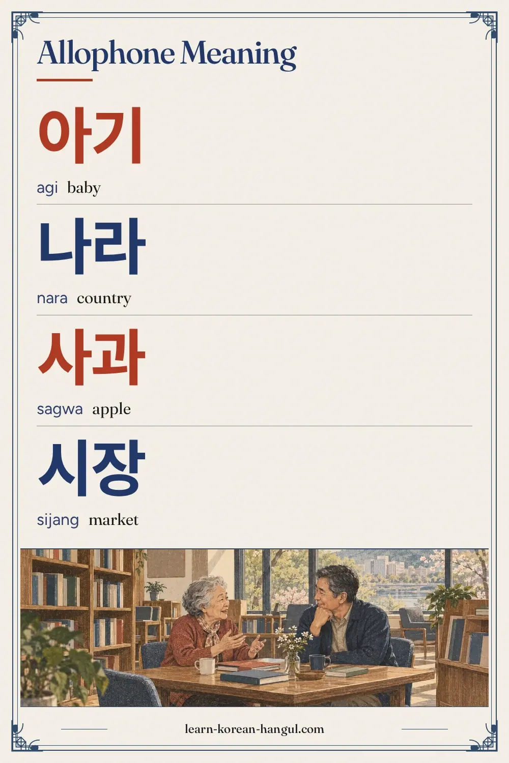아기 · agi · baby · Allophone Meaning