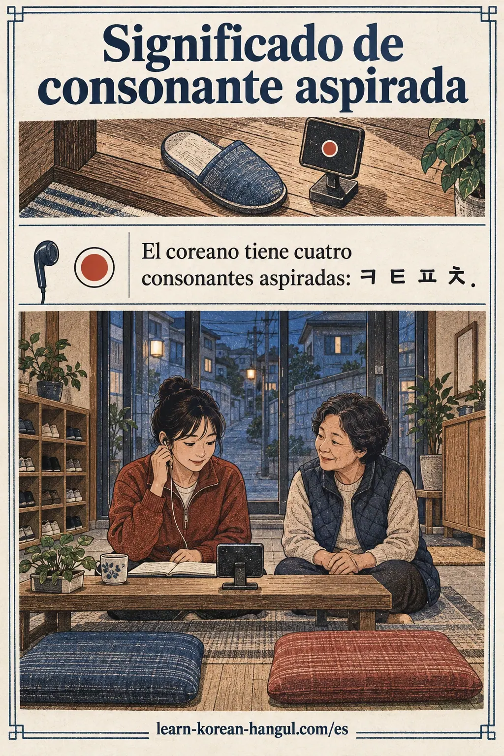 Personas adultas demuestran la regla de pronunciación junto al texto de la lección.