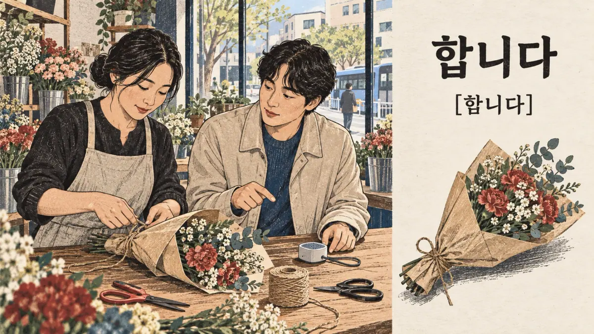Pronunciation examples: 합니다, [함니다]