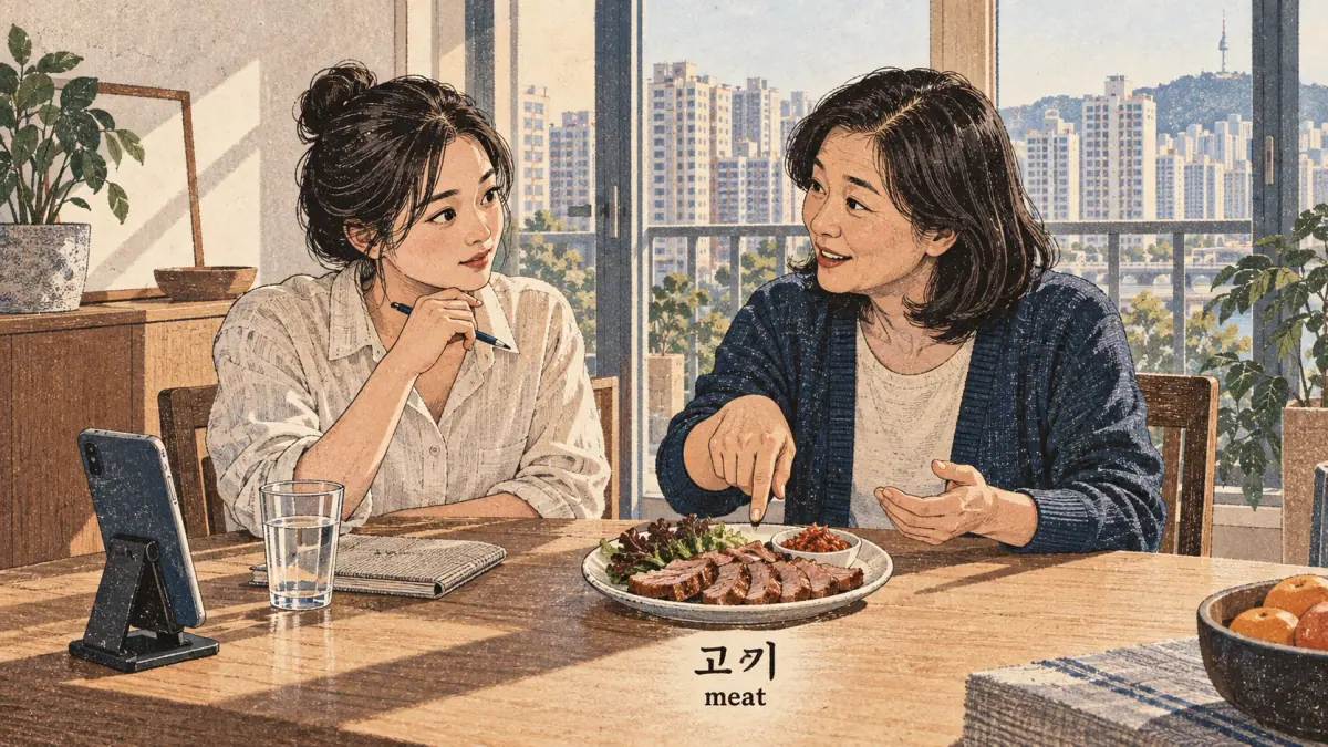 Korean pronunciation comparison: 고기 / meat