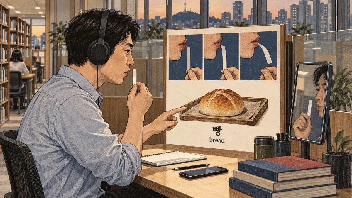 Korean pronunciation comparison: 빵 / bread