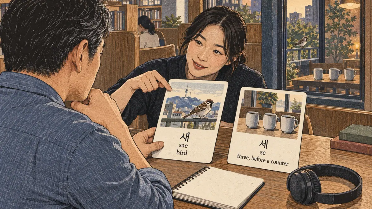 Korean examples: 새 / 세 / sae / se