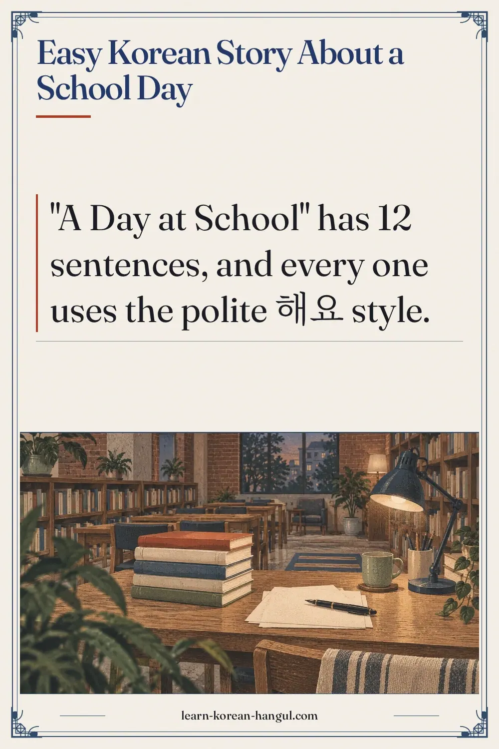 Easy Korean Story About a School Day