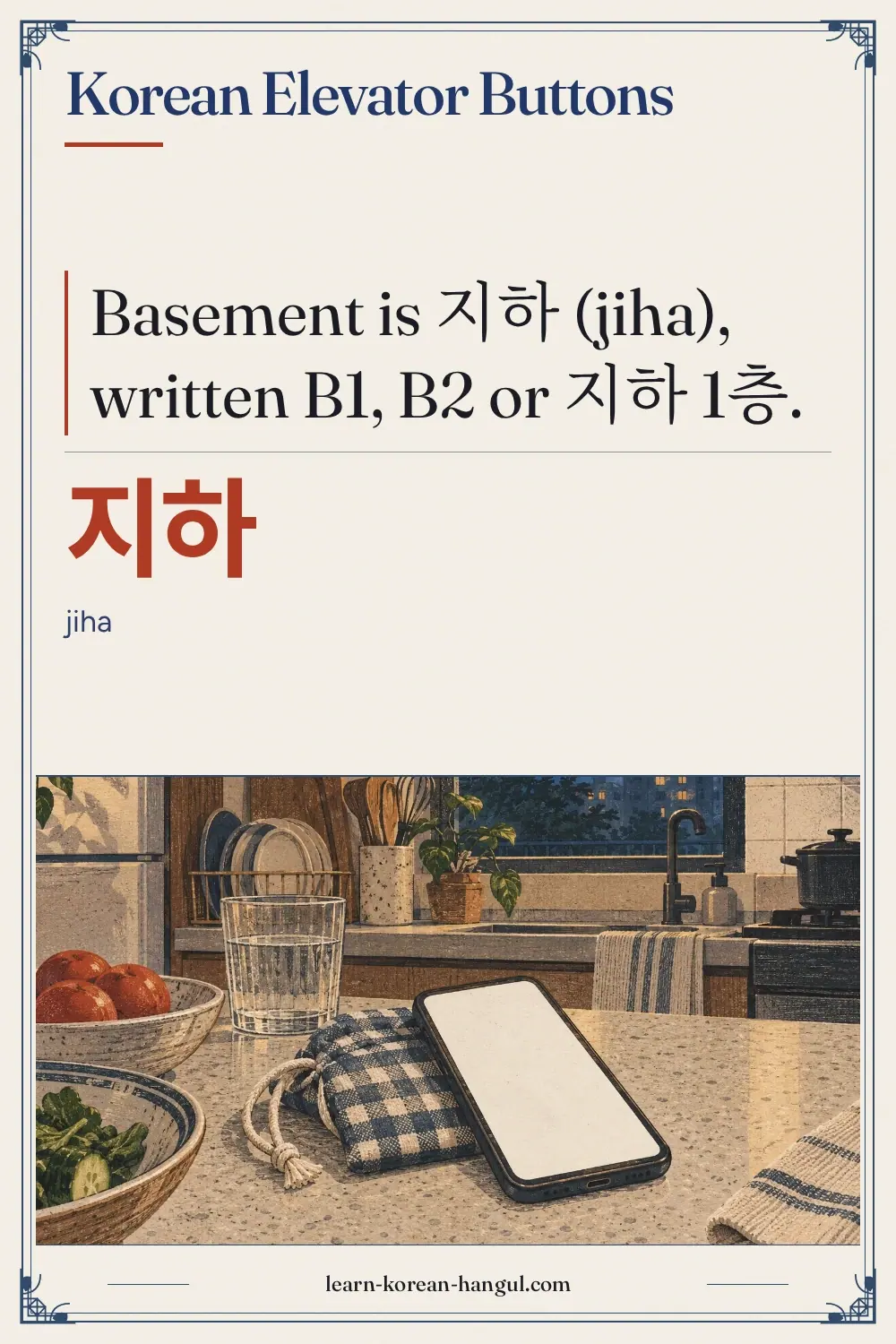 지하 · jiha · Korean Elevator Buttons