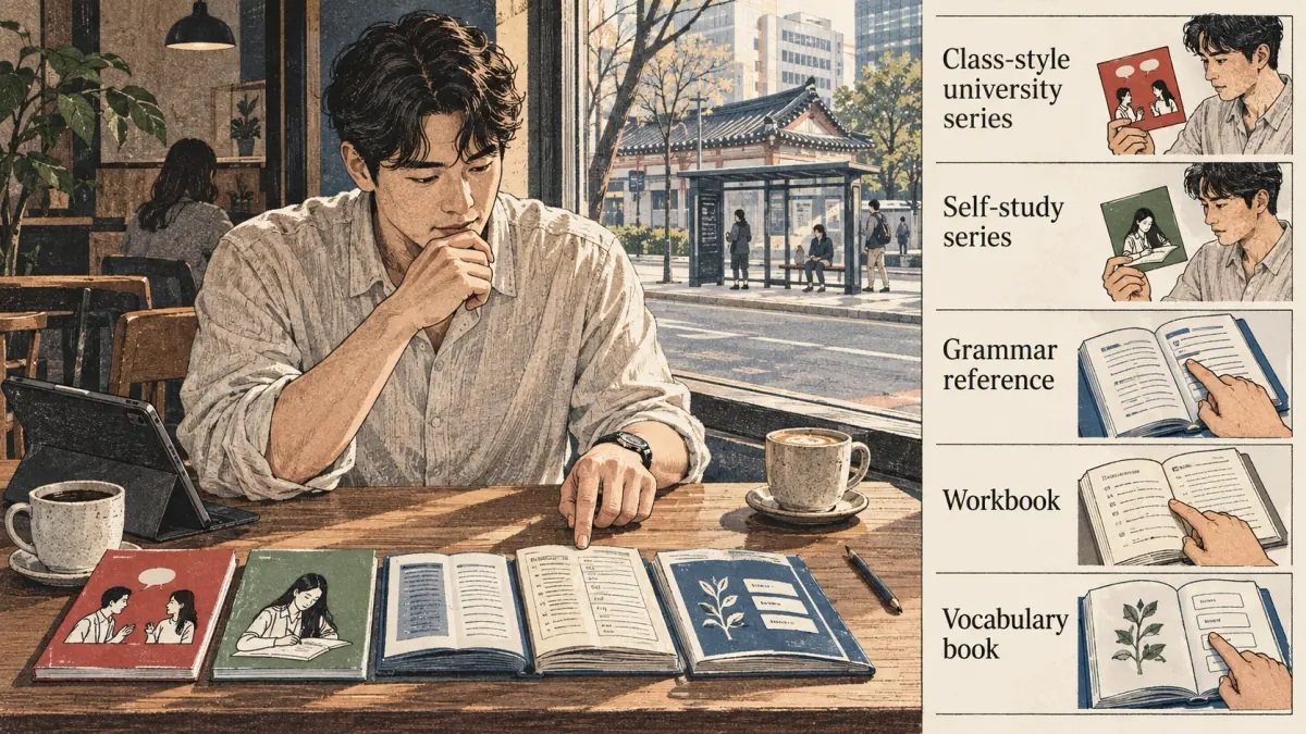 Korean study illustration: Workbook.
