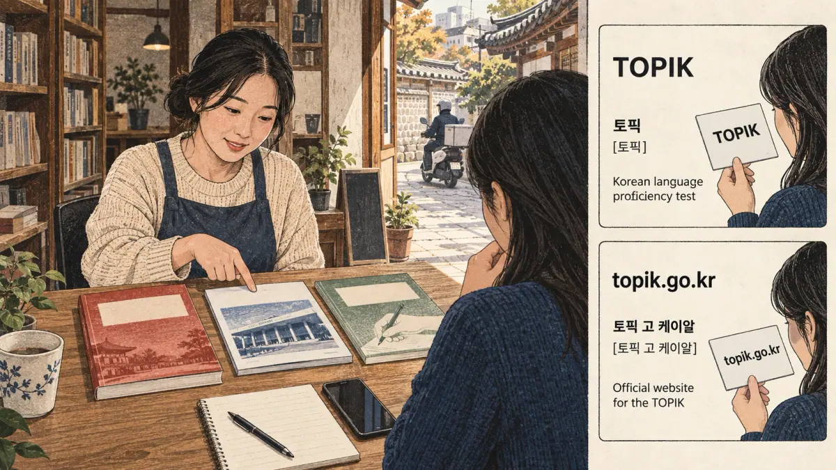 Korean study illustration: TOPIK.