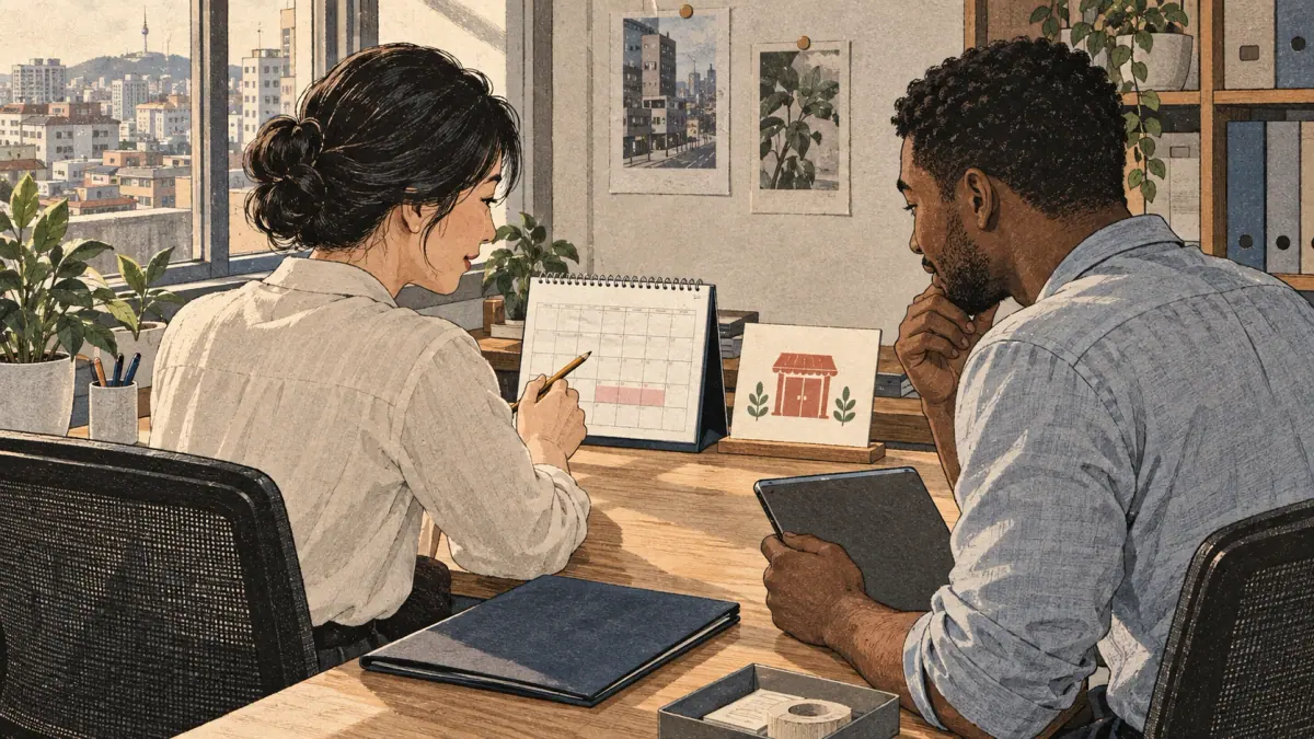Employer schedule: a custom closure card is placed beside a public-office calendar, preserving their different scopes.