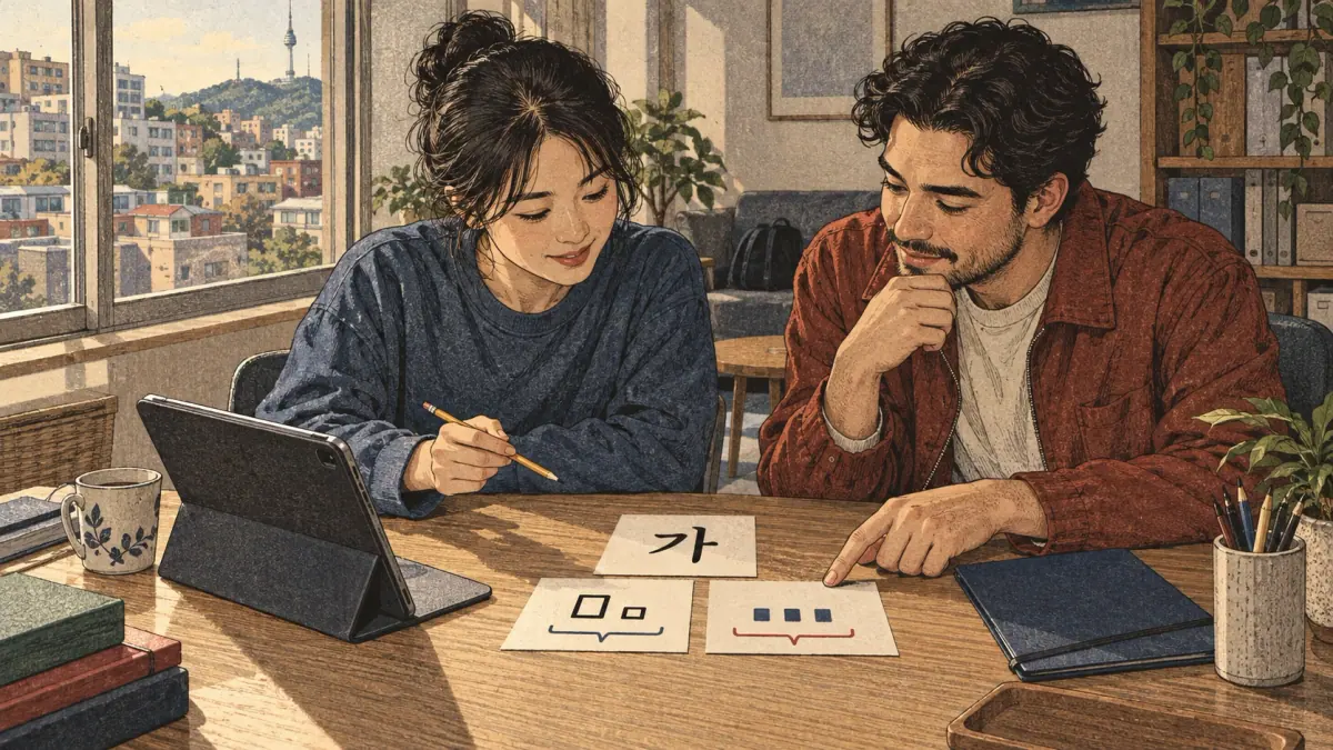 Named units: one Korean specimen appears above separate clearly named grapheme and byte counters.