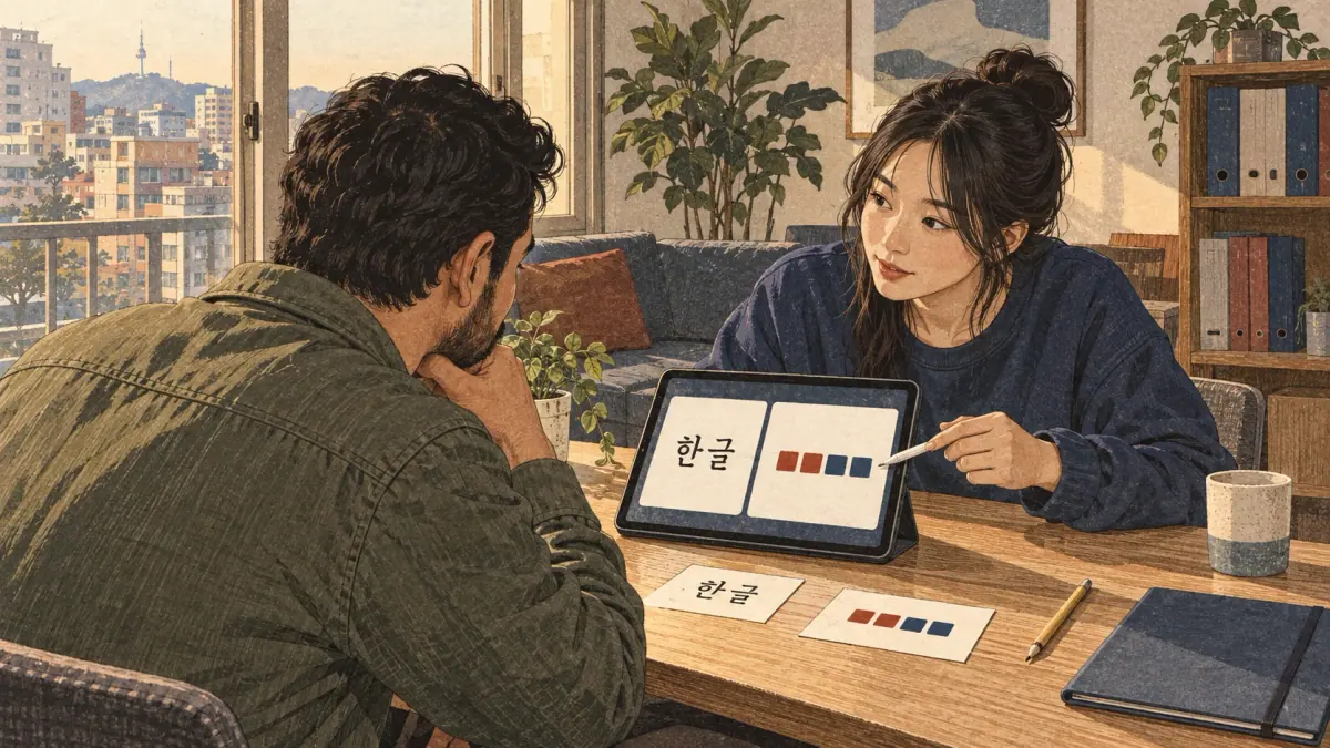 Byte measurement: a copied Korean word is paired with its UTF-8 storage result, emphasizing the encoding unit.