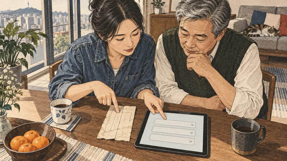 Adult learners compare family dates and lunar calendars.