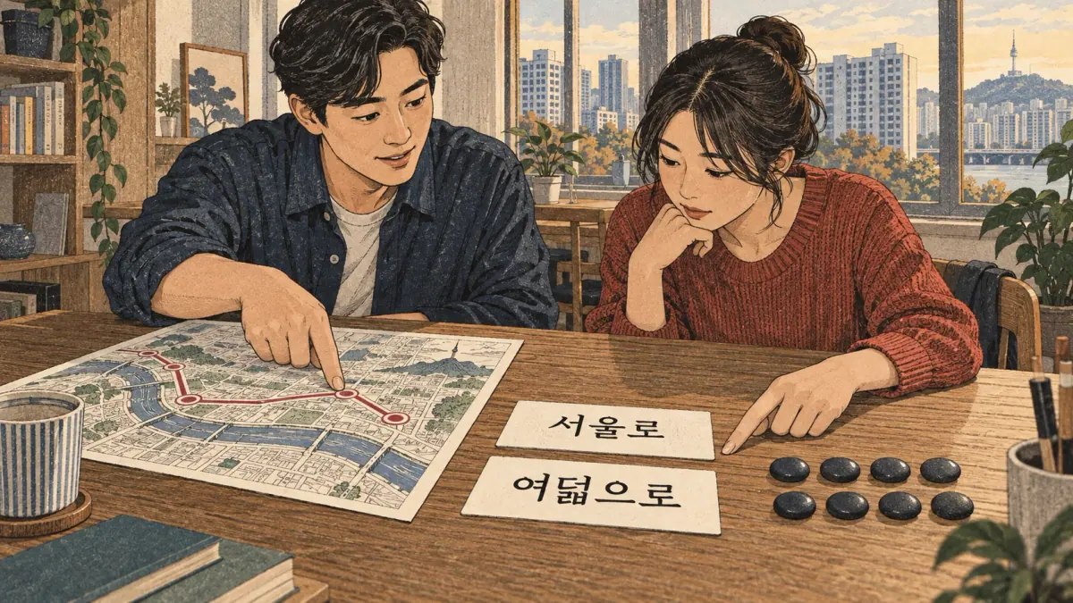 Illustrated study example: 서울로, 여덟으로.