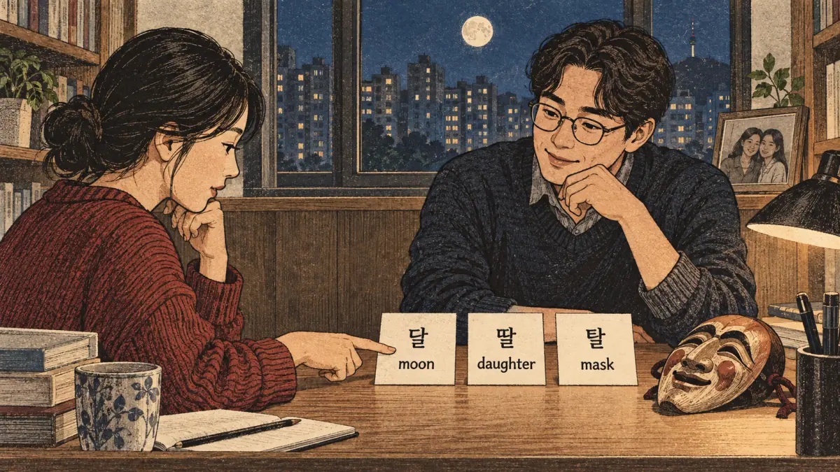 Illustrated study example: 달, 딸, 탈.