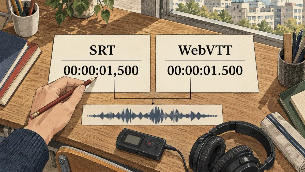 SRT and WebVTT represent the same one-and-a-half-second time using different millisecond separators.