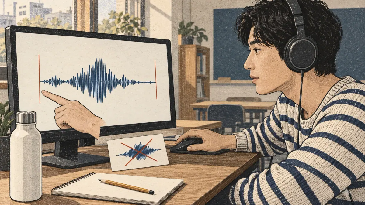 Listen to the whole phrase and check both cue edges rather than choosing only the largest waveform peak.