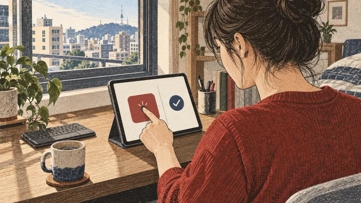 Learner taps a tablet and checks the completed input preview.