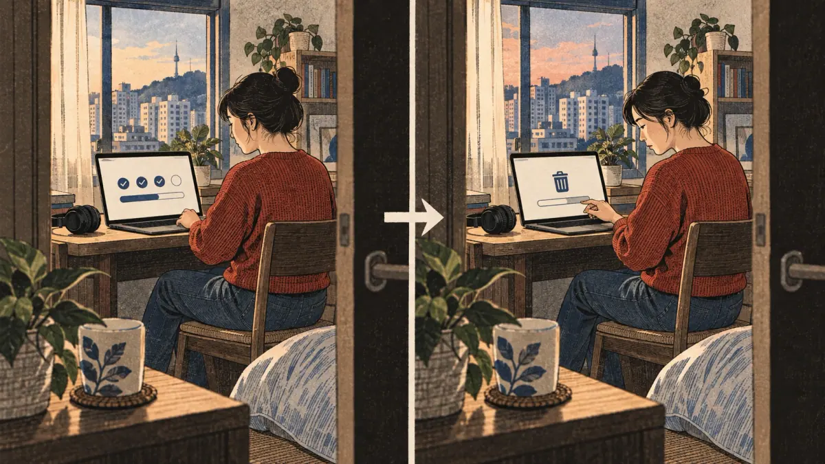 Two views show saved browser progress before and after clearing local storage.