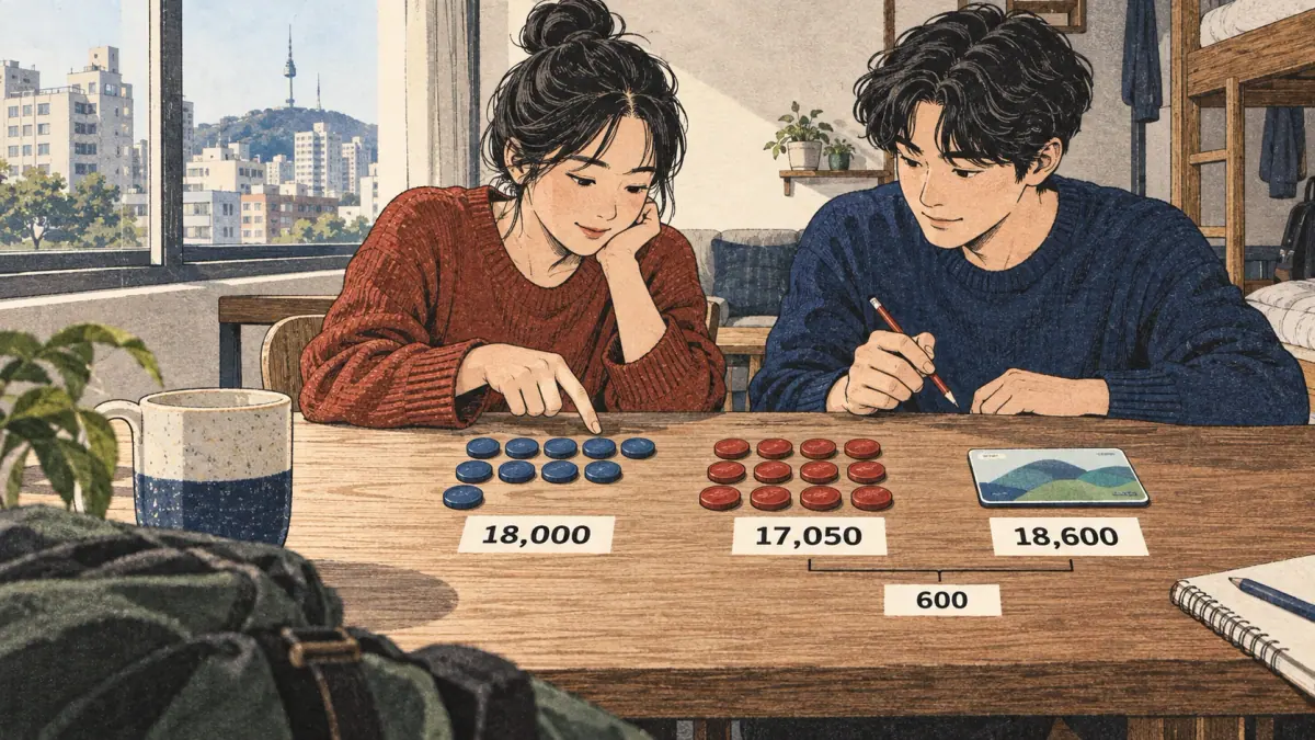 Eleven and twelve journey tokens illustrate a strict cost crossover.