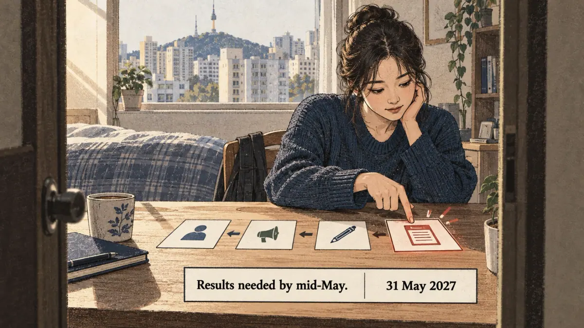 Teaching scene showing work backwards in a Seoul study setting.