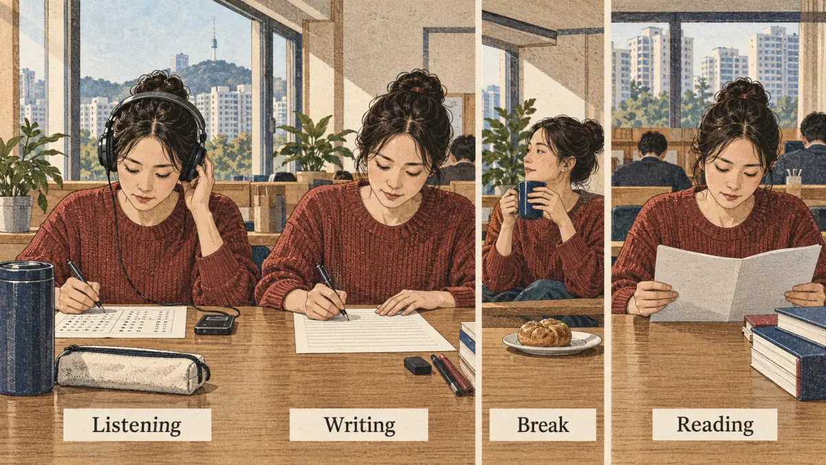 Teaching scene showing advanced sequence in a Seoul study setting.