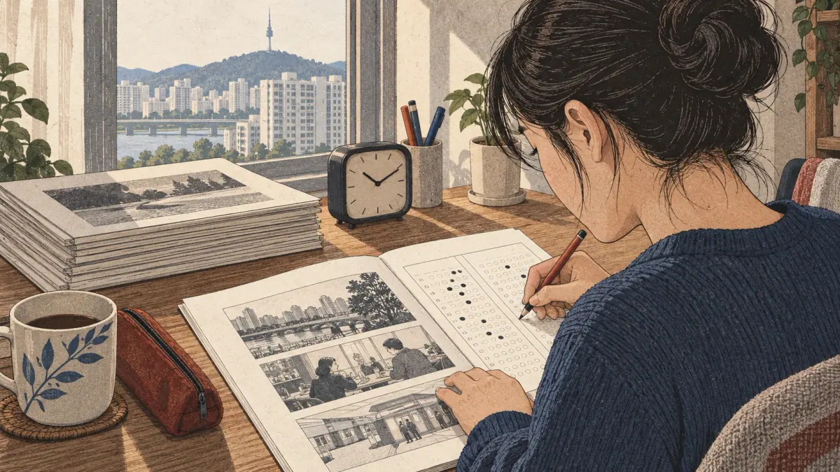 Teaching scene showing transfer as you go in a Seoul study setting.