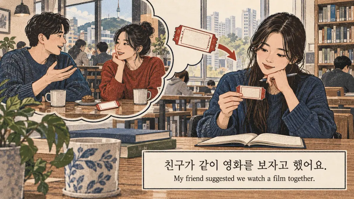 Recounting a film suggestion: 친구가 같이 영화를 보자고 했어요.