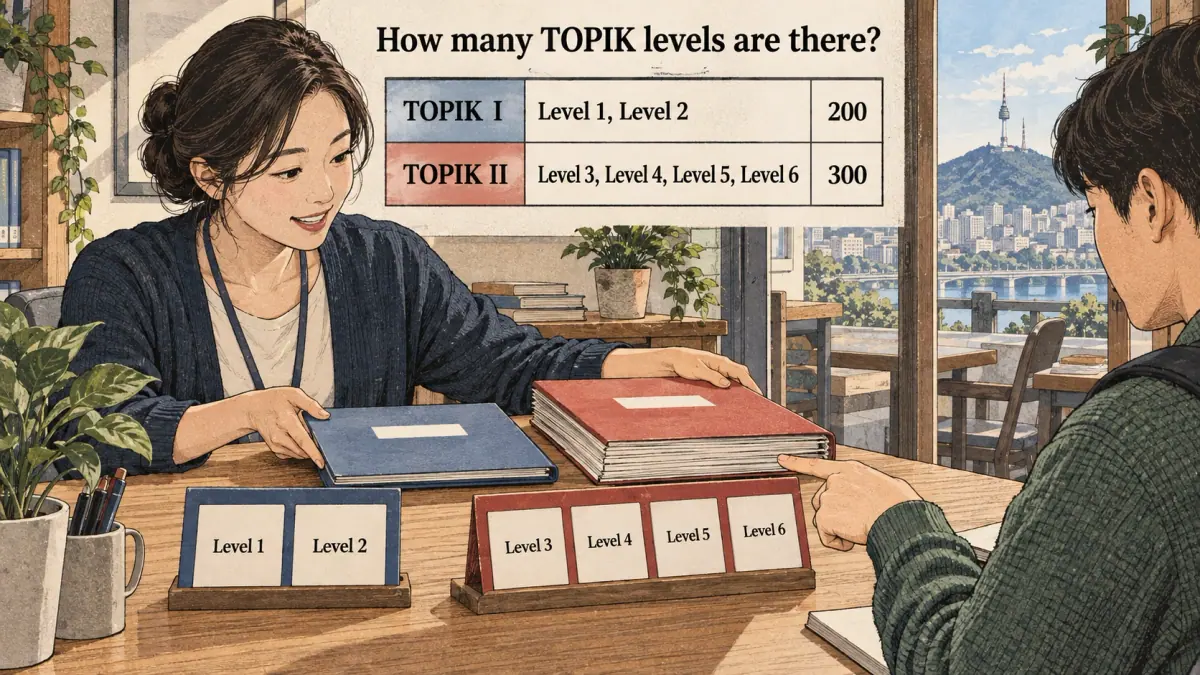 Illustrated lesson about How many TOPIK levels are there.