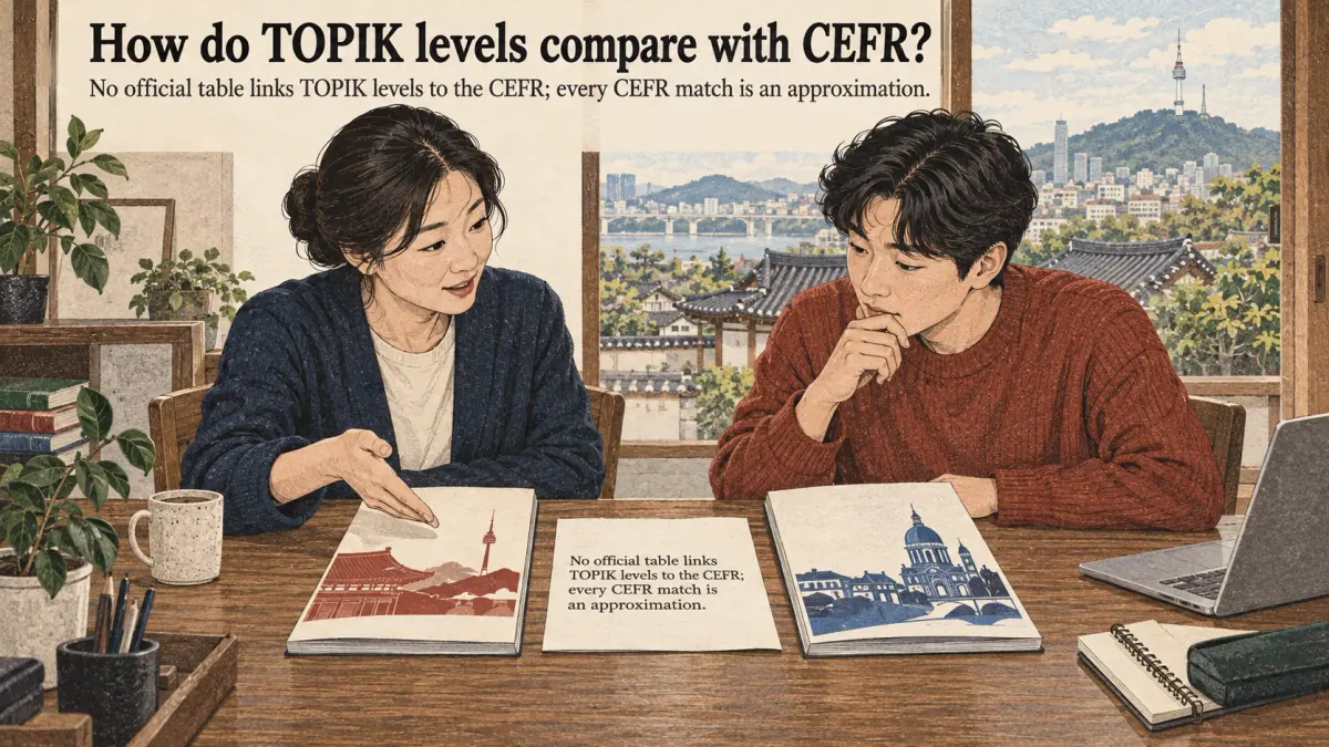 Illustrated lesson about How do TOPIK levels compare with CEFR.