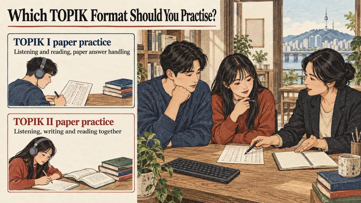 Illustrated lesson about Which TOPIK Format Should You Practise.