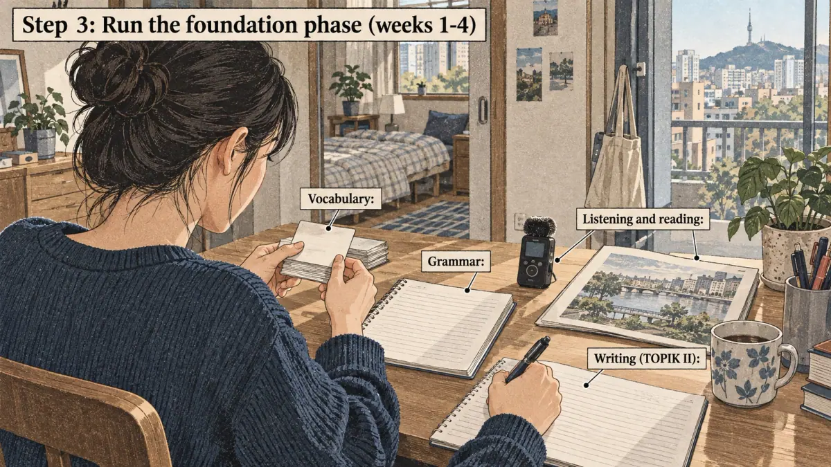 Illustrated lesson about Step 3: Run the foundation phase (weeks 1-4).