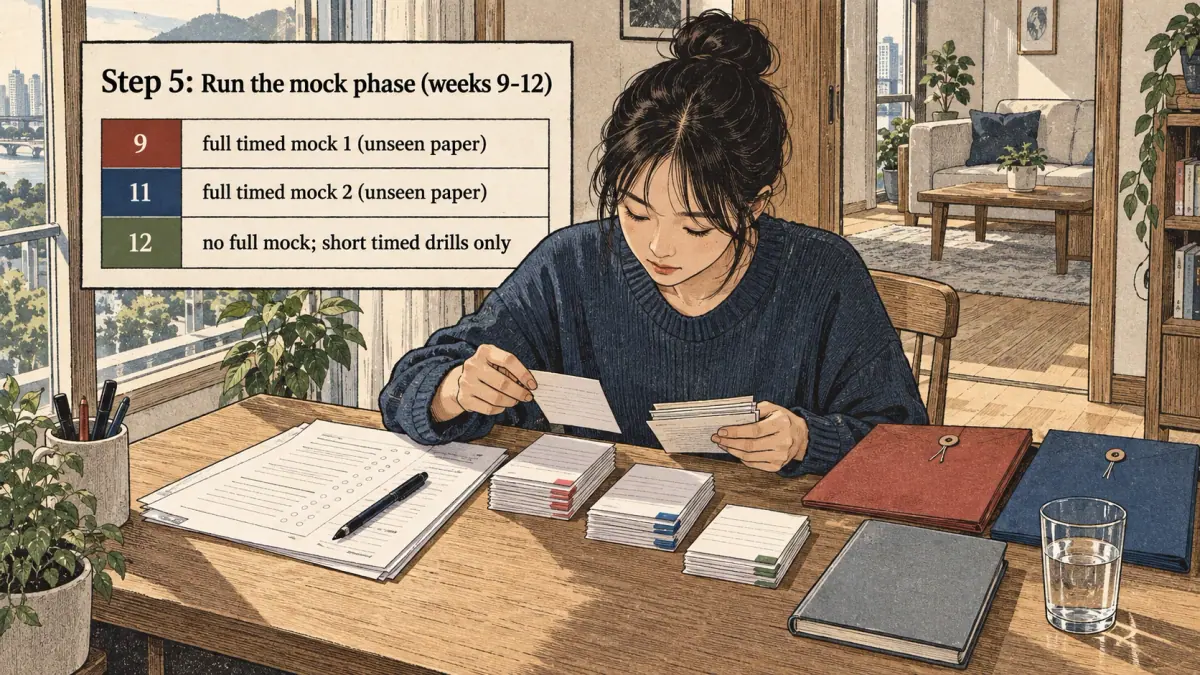 Illustrated lesson about Step 5: Run the mock phase (weeks 9-12).