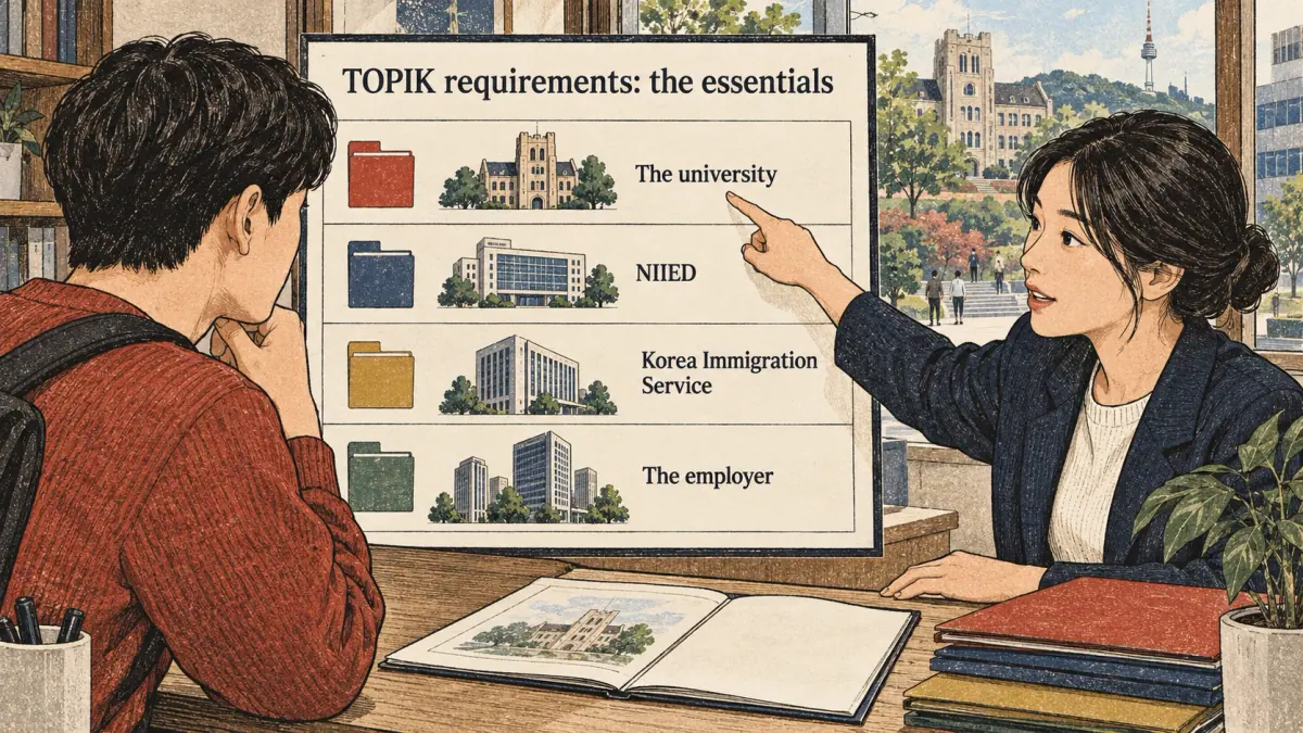 Illustrated lesson about TOPIK requirements: the essentials.