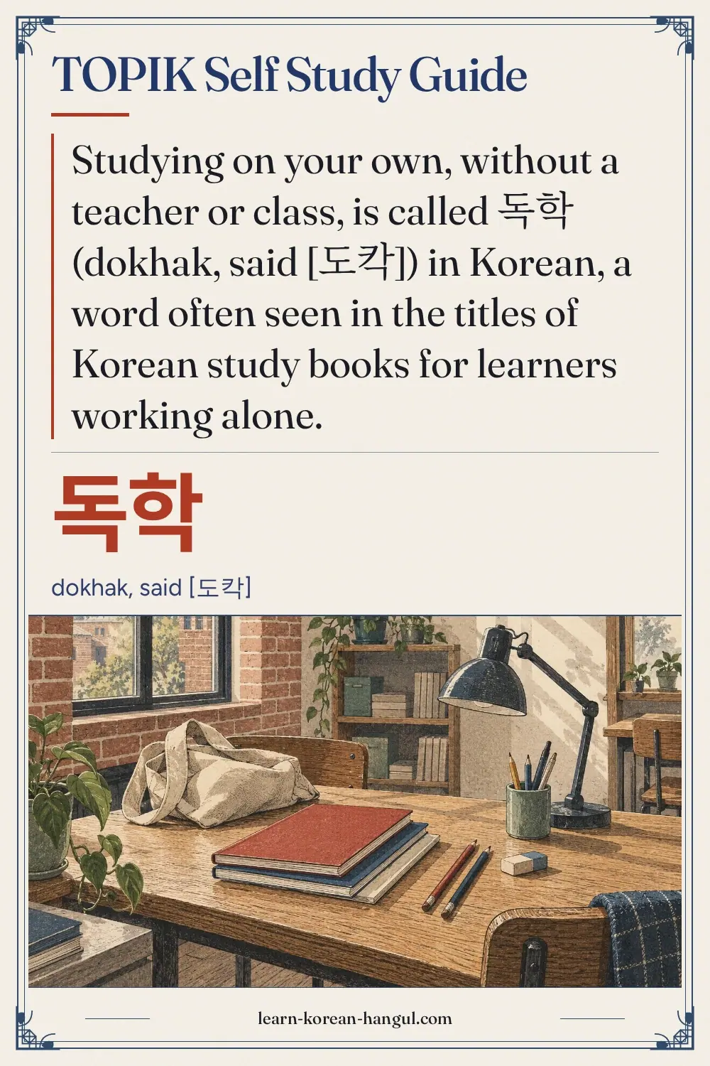 독학 · dokhak, said [도칵] · TOPIK Self Study Guide
