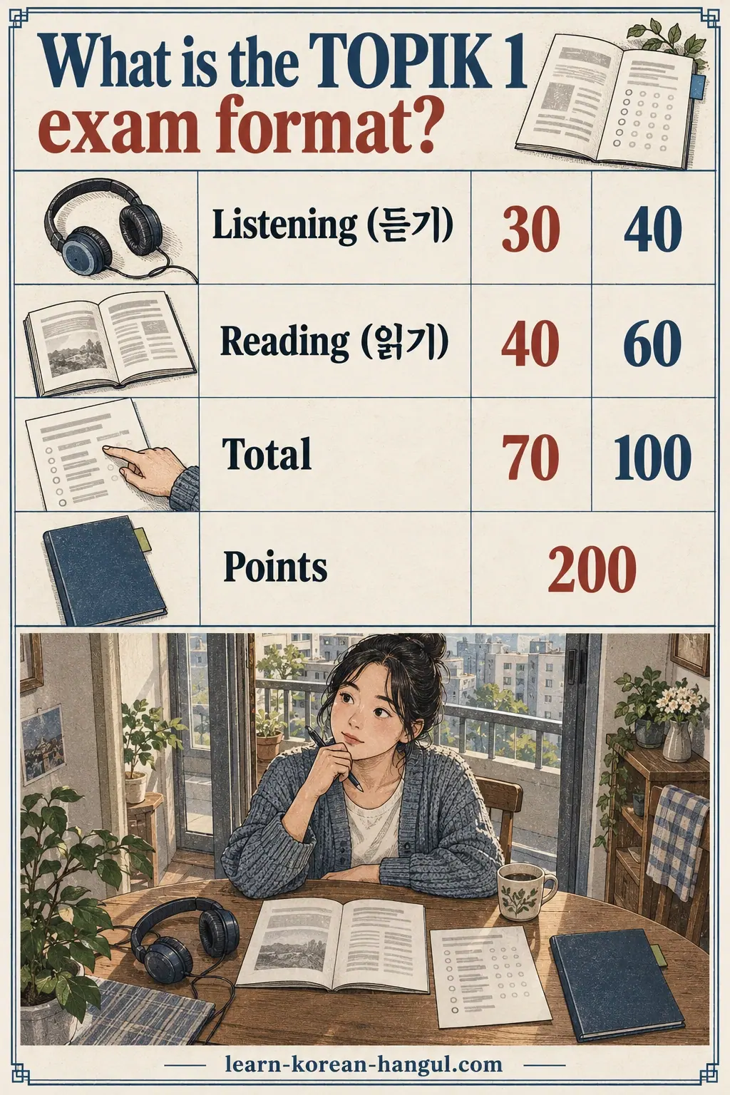 Listening (듣기); Reading (읽기) (deutgi, ilgi)