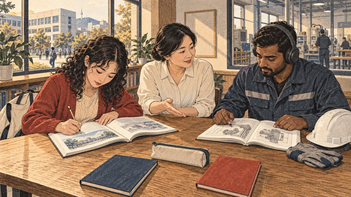 Learners prepare for university Korean and workplace Korean with different study materials.