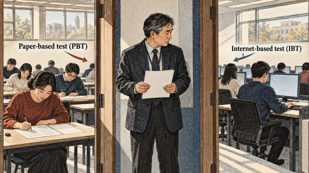 Adults practise Korean with concrete study materials in Seoul.