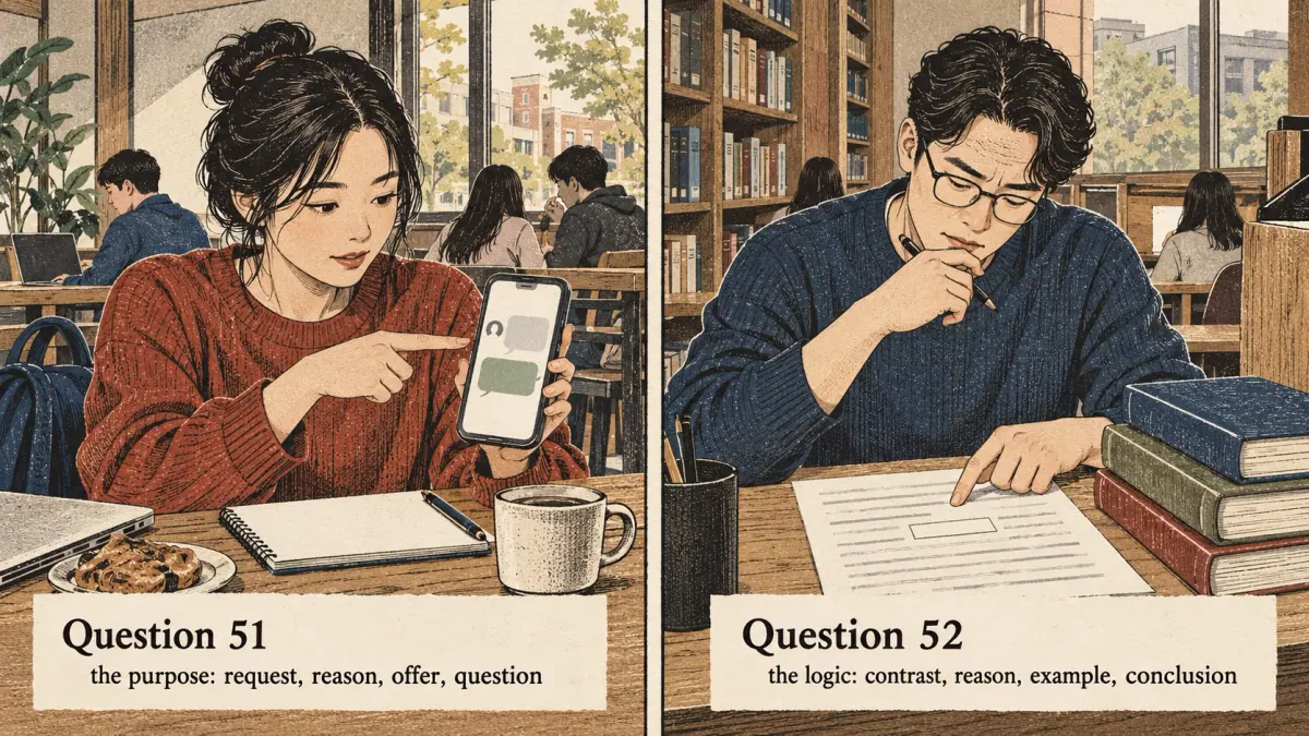 Adults practise Korean with concrete study materials in Seoul.