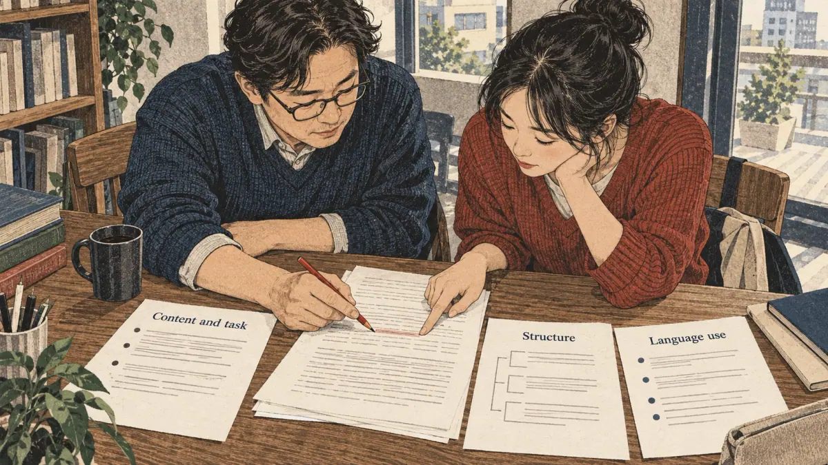 Adult learners apply a Korean study method with concrete materials in Seoul.