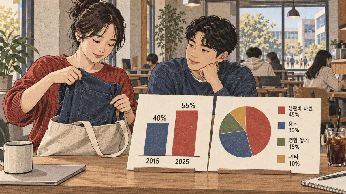Study illustration: 생활비 마련; 용돈; 경험 쌓기; 기타.