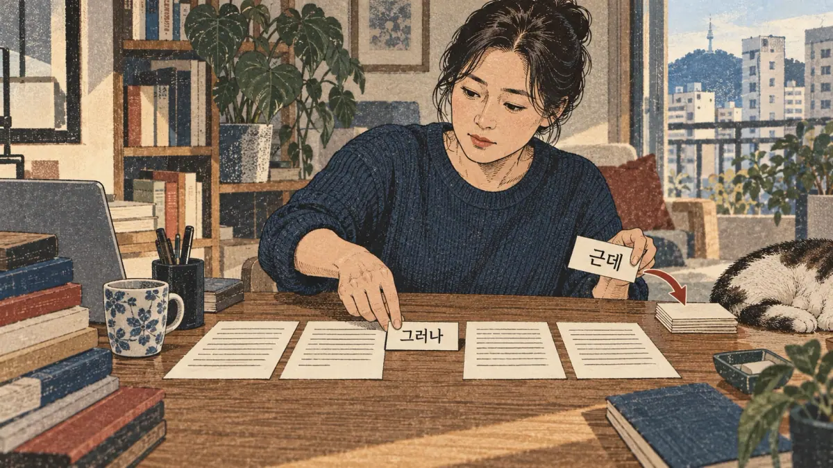 Study illustration: 근데; 그러나.