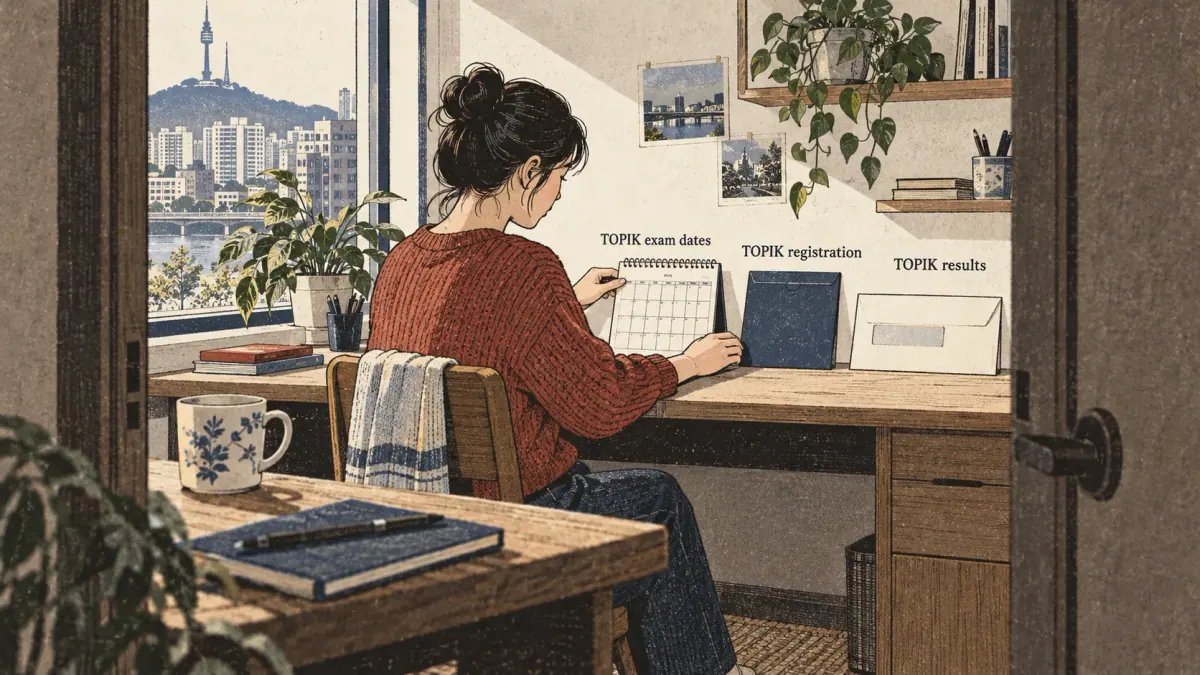 Teaching scene showing logistics path in a Seoul study setting.