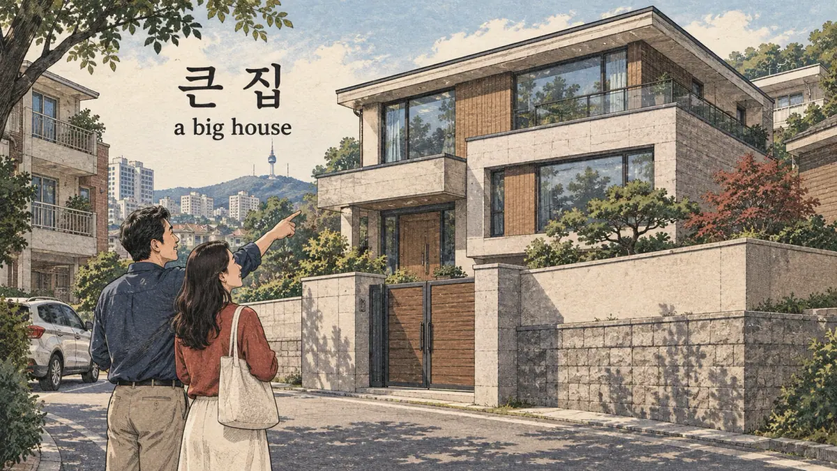 Drawings with Korean labels: 큰 집